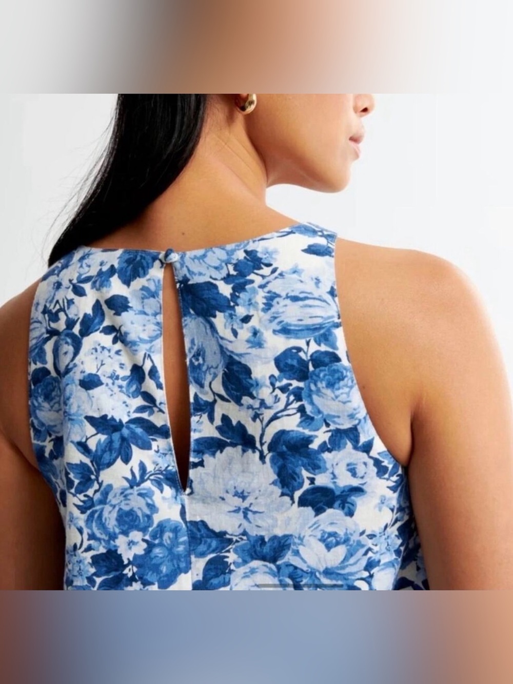 Abercrombie & Fitch, Floral Blue Sleeveless Shift Dress, L - Picture 4 of 8